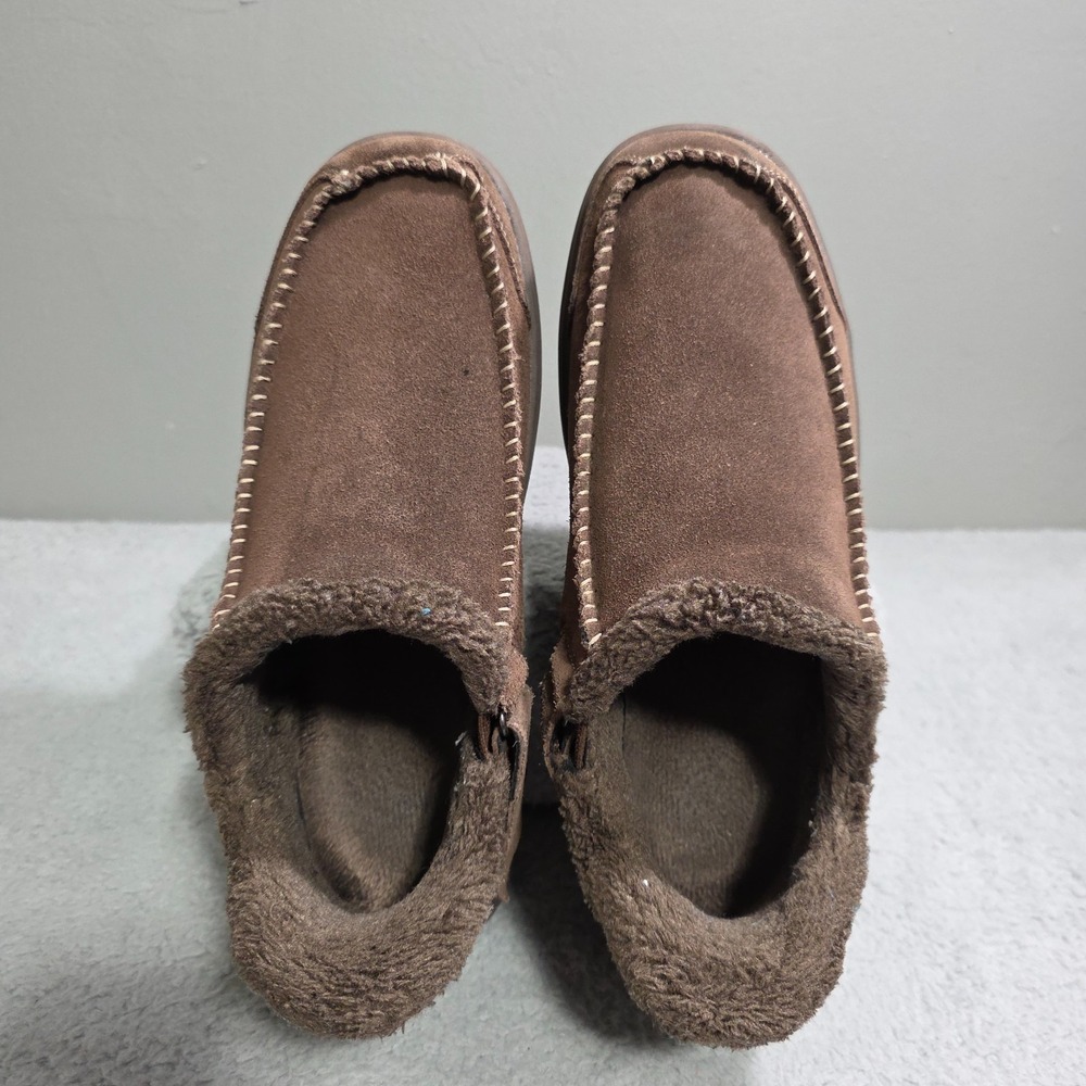 OrthoFeet Vito Mens 10 D Hands Free Slip‎ On Slippers Leather Faux Fur Lined